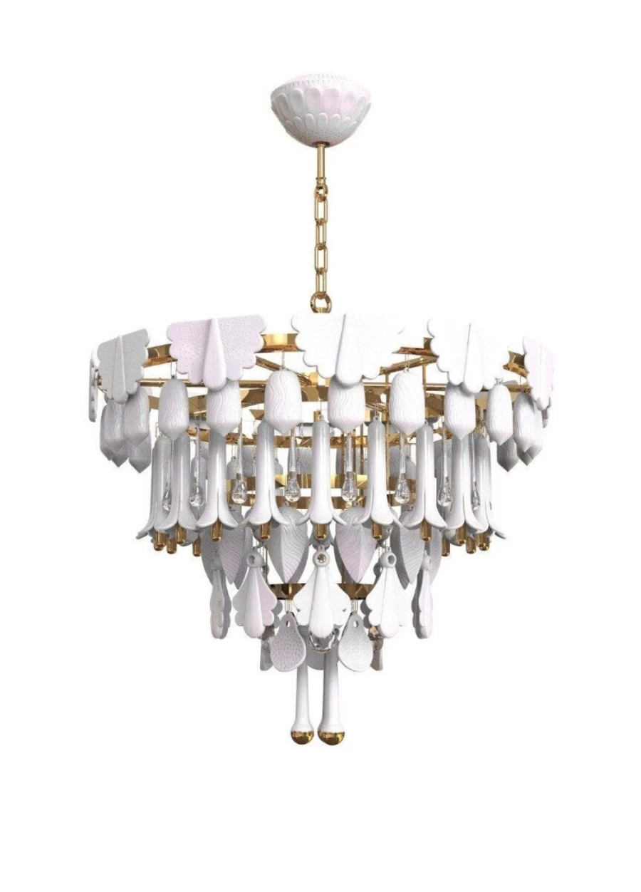 Lladró Seasons Sunrise Chandelier - 70cm Handcrafted Porcelain Ceiling Light