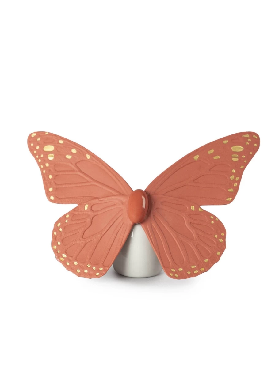 Lladró Golden Coral Butterfly Figurine - Handcrafted Porcelain Collectible