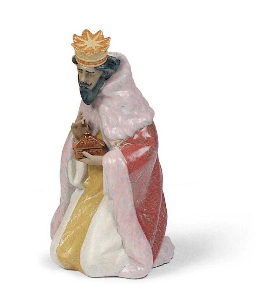 Lladró Gres Nativity Figurine - Gaspar Handcrafted Porcelain Statue