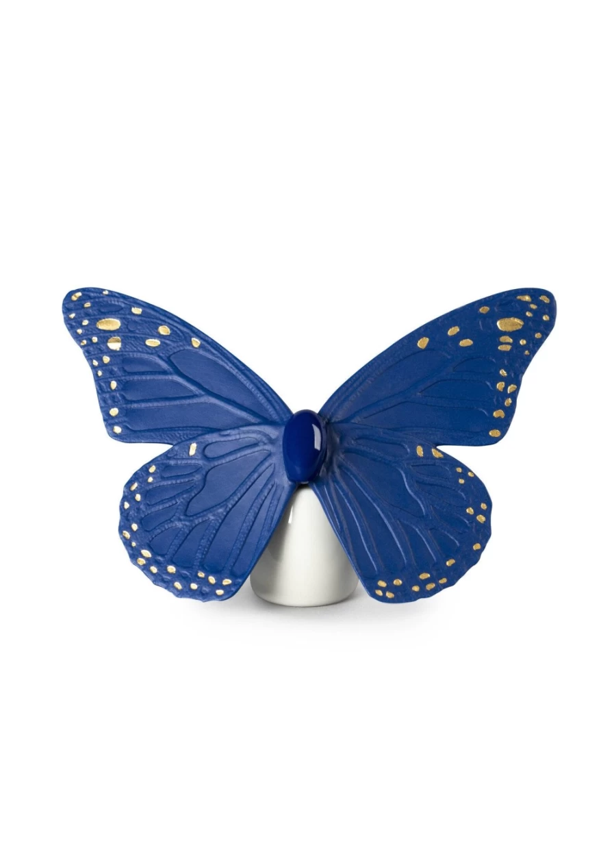 Lladró Golden Blue Butterfly Figurine - Handcrafted Porcelain Collectible