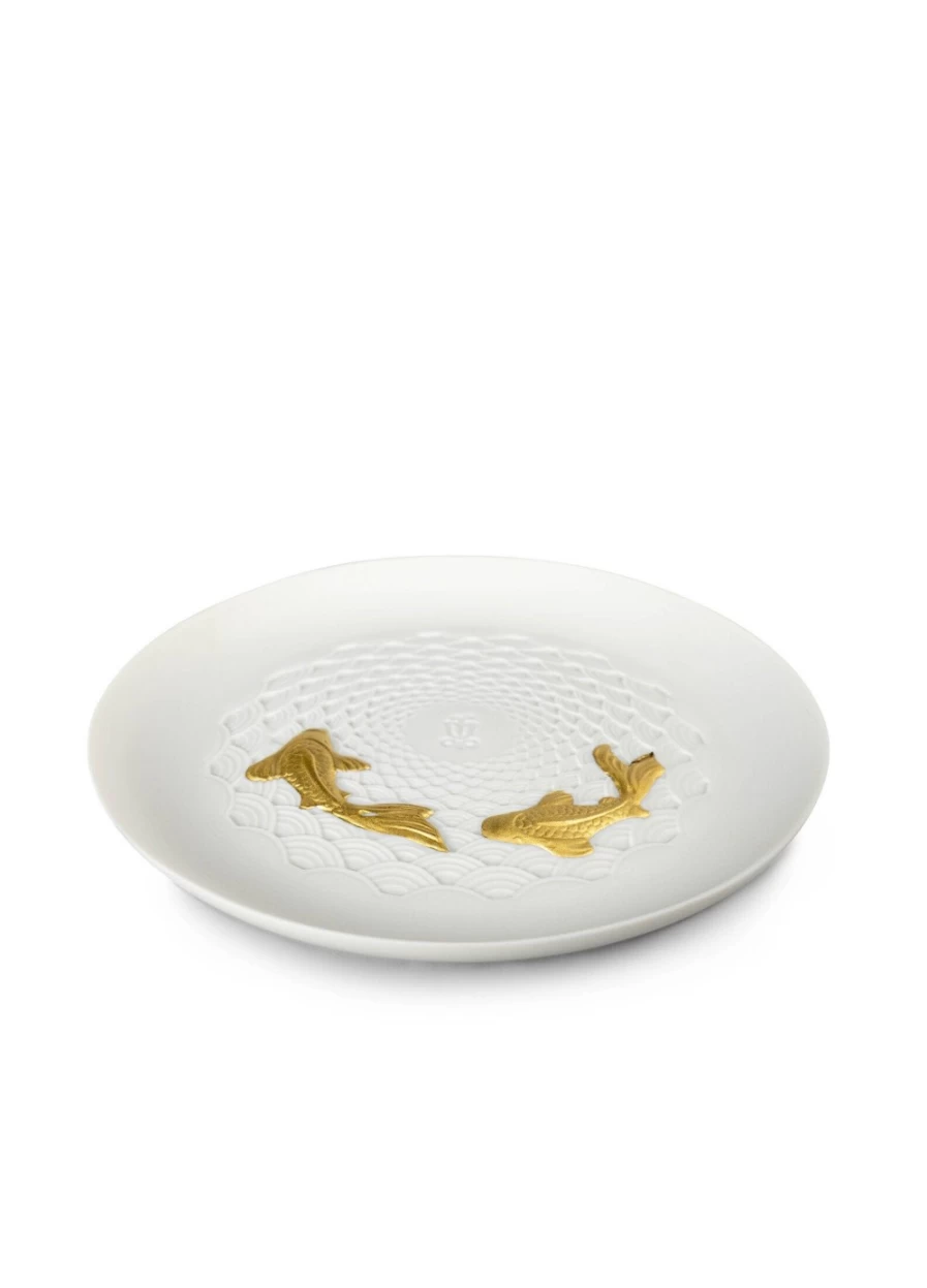 Lladró Golden Koi Fish Decorative Plate – Handcrafted Porcelain Collectible Art