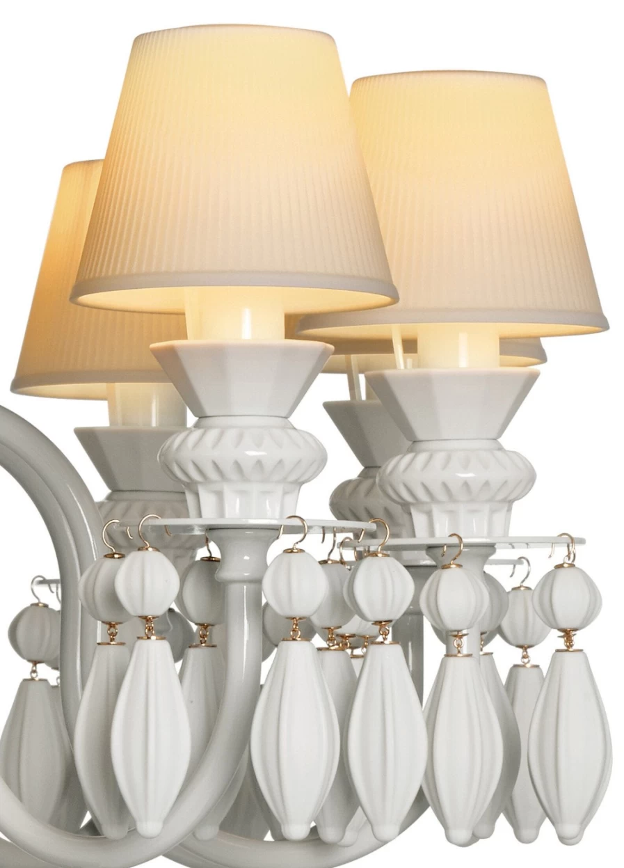 Lladró Belle De Nuit 12-Light White Chandelier – Elegant Crystal Ceiling Light for Dining Room