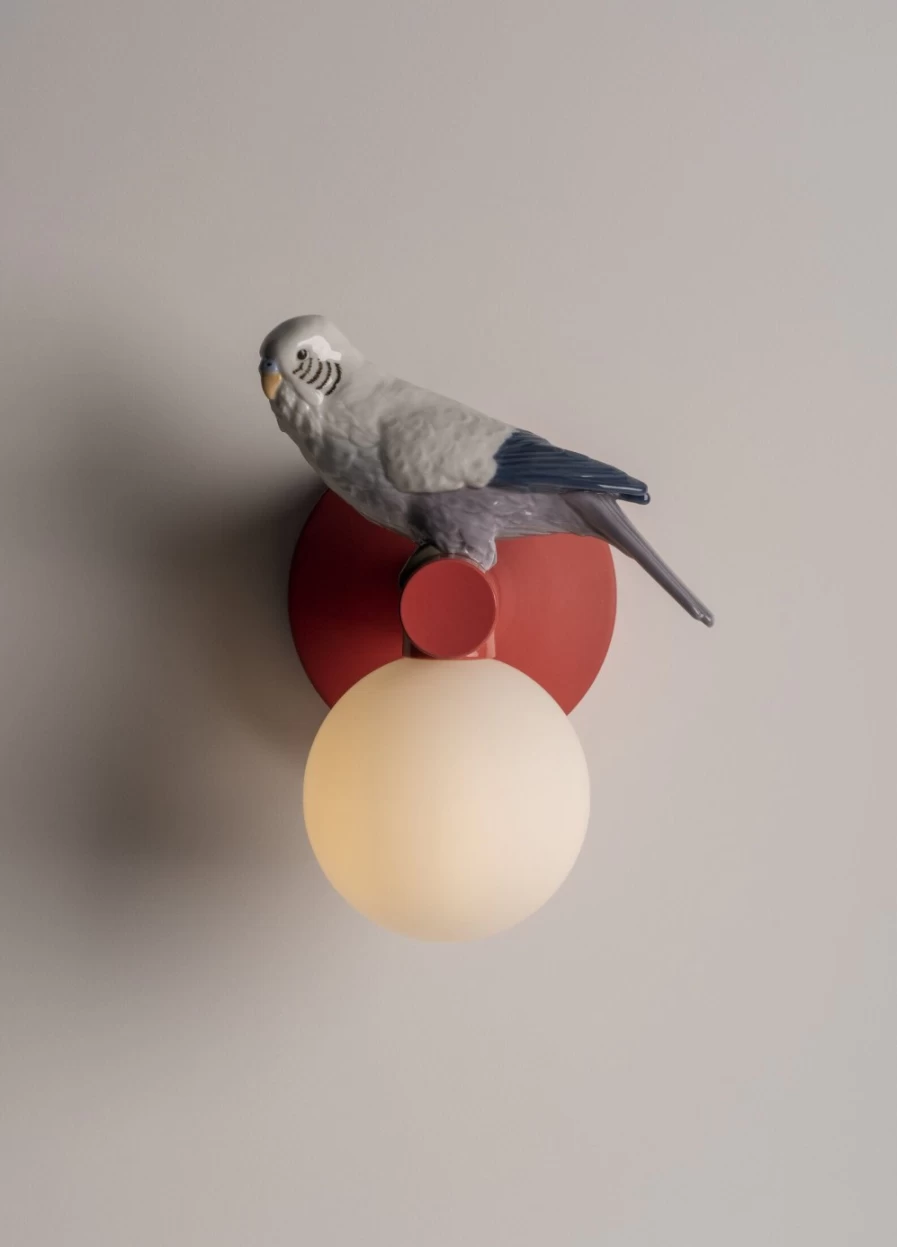 Lladró Parrot Wall Sconce - Left Side Handcrafted Porcelain Sculpture Light