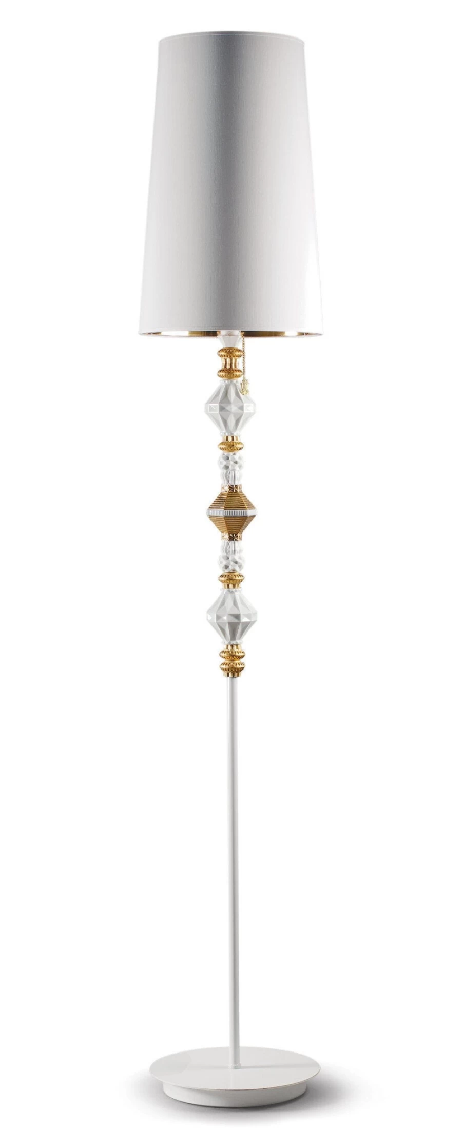 Lladró Belle De Nuit II Golden Floor Lamp - Elegant Luster Lighting for Home Decor