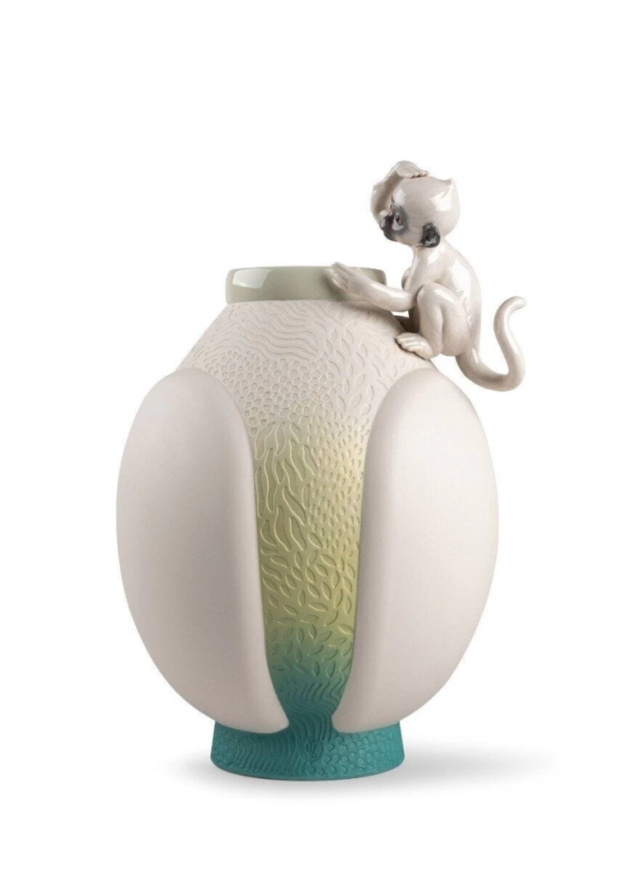 Lladró Monkey Vase - Handcrafted Porcelain Collectible Figurine for Home Decor