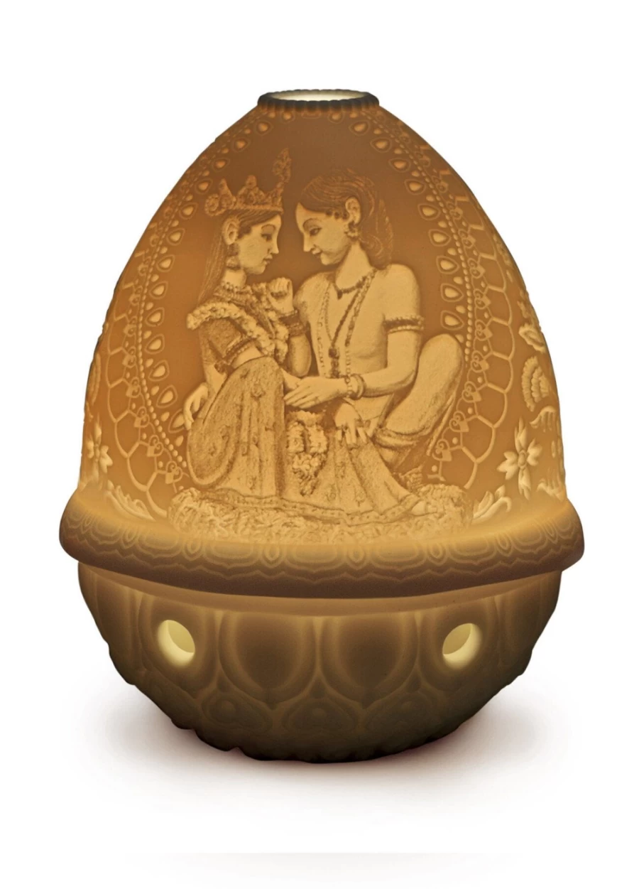 Lladró Divine Love Lithophane Night Light with Rechargeable LED for Home Decor