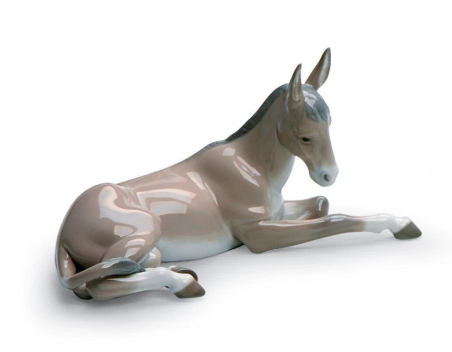 Lladró Donkey Nativity Scene Figurine - Handcrafted Christmas Creche Donkey Statue
