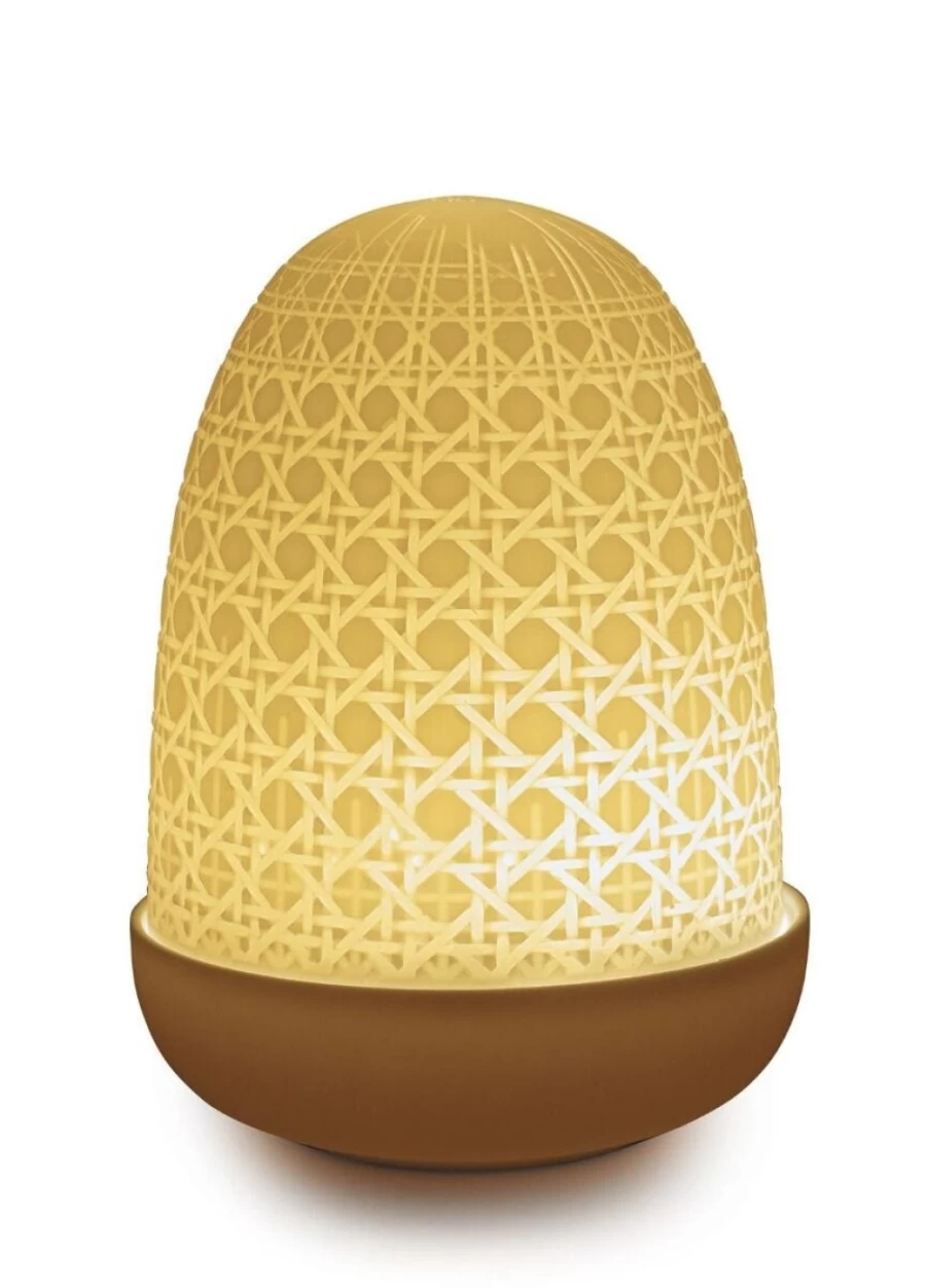 Lladró Wicker Dome Table Lamp – Handwoven Rattan Shade, Modern Boho Home Decor Lighting