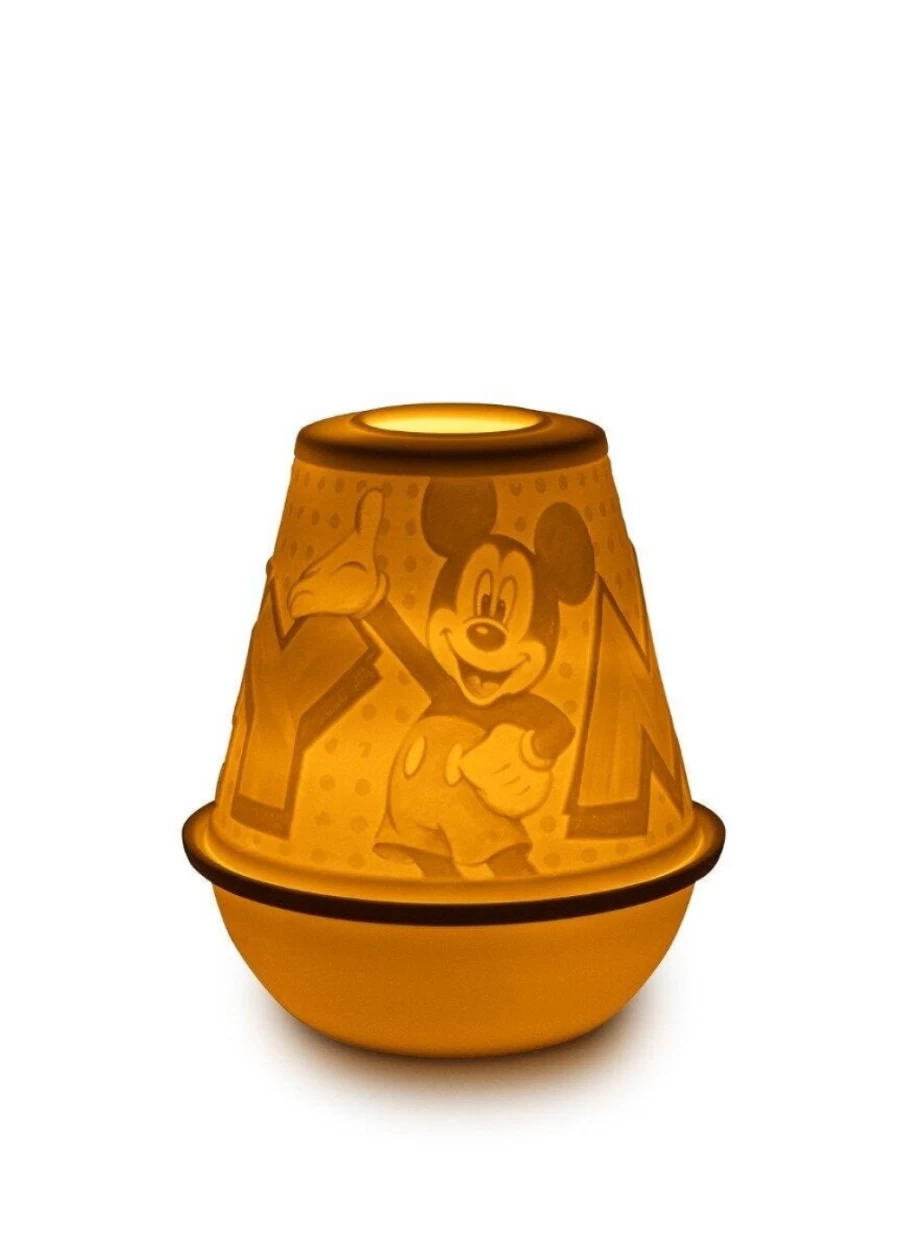 Lladró Mickey Mouse Lithophane Night Light – Collectible Disney Porcelain Art