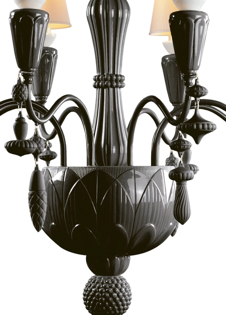 Lladró Absolute Black 8-Light Chandelier – Ivy And Seed Design for Elegant Lighting