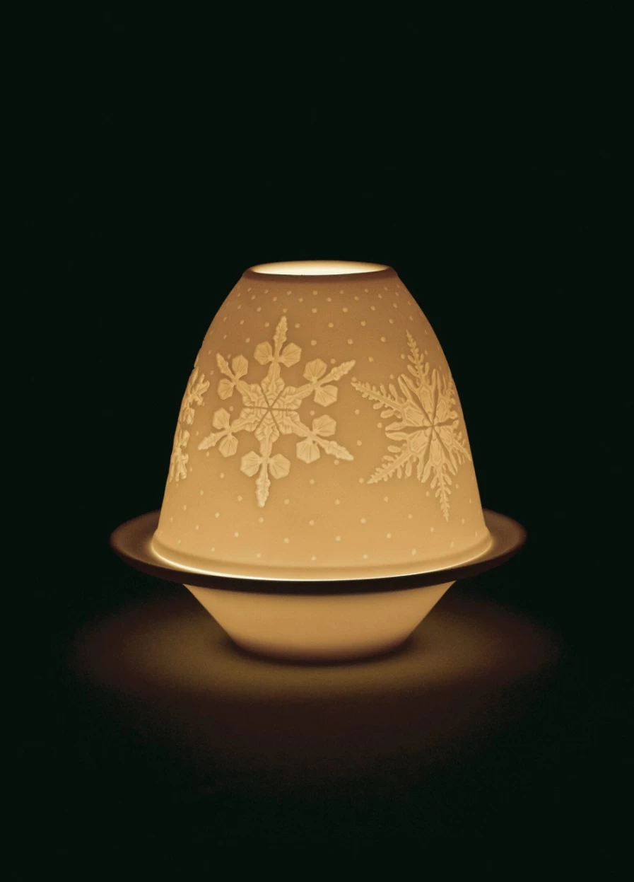 Lladró Snowflakes Lithophane Night Light - Handcrafted Porcelain Art